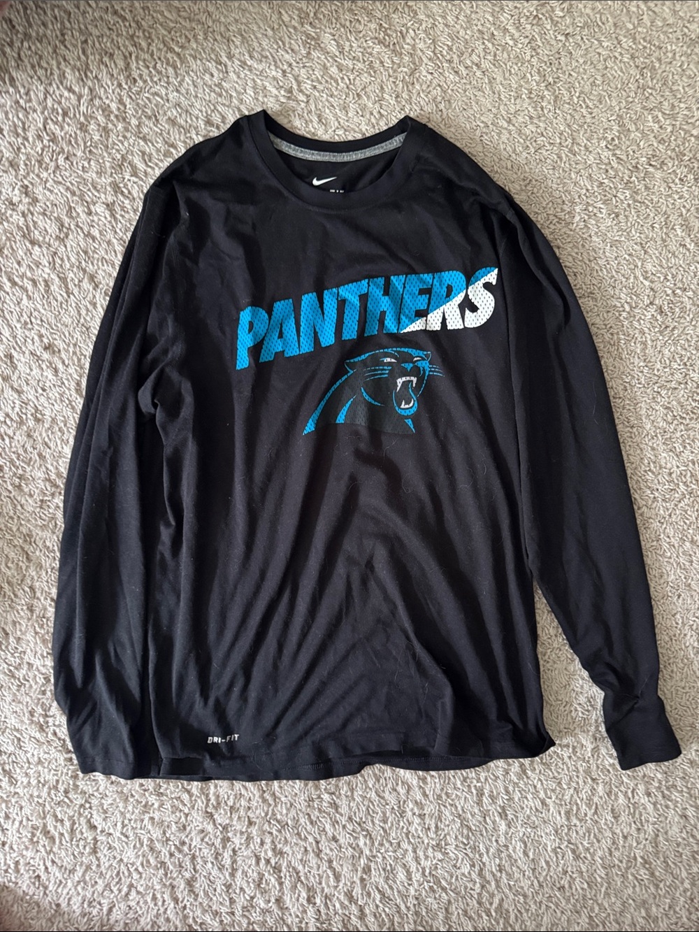 Nike Black Carolina Panthers Long-Sleeve Tee with Blue & White Graphic